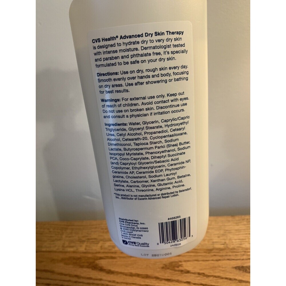 CVS Health Advanced Dry Skin Therapy Lotion 16.9 Eucerin Advan Repair NEW Frag - Picture 6 of 6
